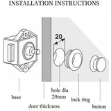 5PCS Push Button Drawer Cupboard Door Catch Lock Caravan Van Cabinet Latch Knob - Front View