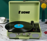 Record Player Vinyl Turntable Bluetooth Speakers Retro Briefcase USB (Turquoise) - Front View