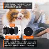 2800W Dog Dryer High Velocity Pet Dog Pet Blow Dryer Adjustable Speed 4 Nozzles - Low Angle