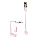 LED Portable Phone Holder Stand Wireless Remote Dimmable Selfie Fill Light Lamp Pink - 45-Degree Angle