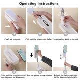 LED Portable Phone Holder Stand Wireless Remote Dimmable Selfie Fill Light Lamp Pink - Rear View
