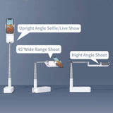 LED Portable Phone Holder Stand Wireless Remote Dimmable Selfie Fill Light Lamp White - Front View