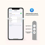 LED Portable Phone Holder Stand Wireless Remote Dimmable Selfie Fill Light Lamp White - Side View