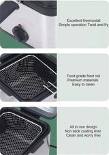 Electric Deep Fryer 2.5L French Frie Machine Oil Hot Pot Fried Chicken Grill - Extra Image