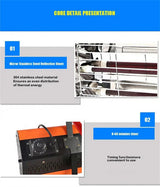 1200W Shortwave Infrared Paint curing Lamp Spray Painting Solary Baking Dryer - Close-Up Angle