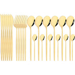 24pc Elegant Stainless Steel Gold Flatware Set Classic Knife Fork Spoon Gift Set