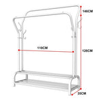 White Heavy Duty Metal Double Clothes Rail Rack Garment Hanging Shoe Storage Shelf AU