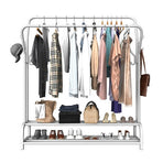 White Heavy Duty Metal Double Clothes Rail Rack Garment Hanging Shoe Storage Shelf AU