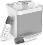 Sliver Karaoke Machine with 2 Wireless Microphones Bluetooth-Compatible 5.0 for Parties
