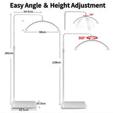 White Half Moon Floor Fill Lamp for Salon Tattoo Eyelash Makeup Beauty LED Lash Light - Front View
