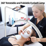 White Half Moon Floor Fill Lamp for Salon Tattoo Eyelash Makeup Beauty LED Lash Light - Side View