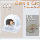 65L Remote Control Automatic Self Cleaning Cat Litter Box Smart App Easy-Clean - 45-Degree Angle