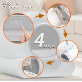65L Remote Control Automatic Self Cleaning Cat Litter Box Smart App Easy-Clean - Low Angle