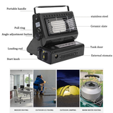 Portable Camping Gas Heater Outdoor Heating Stove Gas Baking Hunting Warmer AU black - Side View