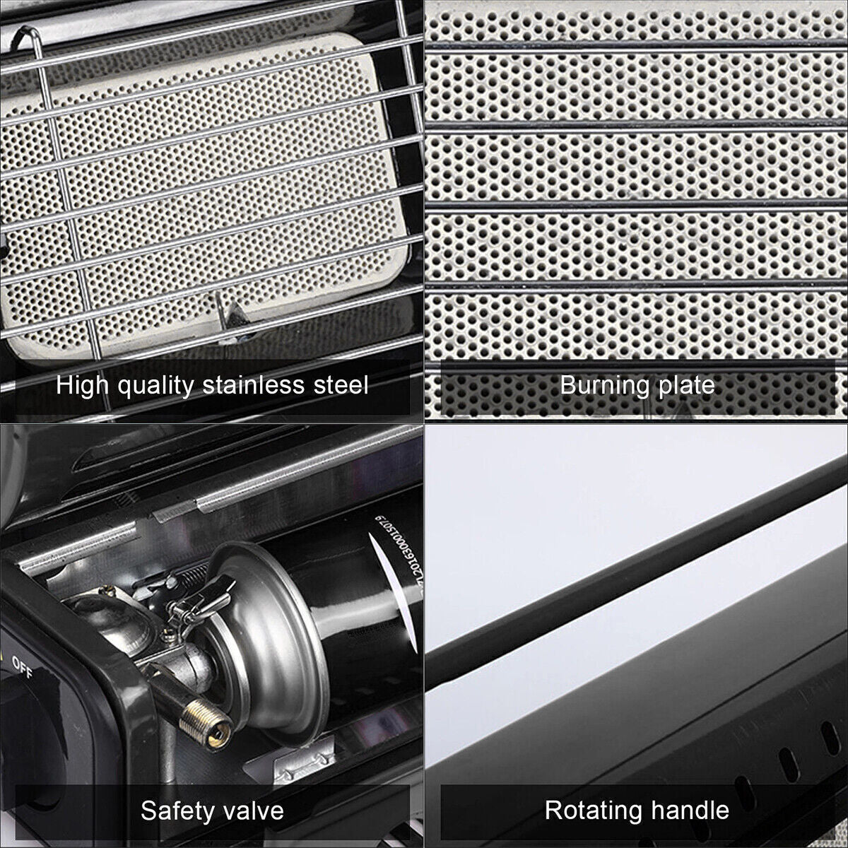 Portable Camping Gas Heater Outdoor Heating Stove Gas Baking Hunting Warmer AU black