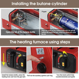 Portable Camping Gas Heater Outdoor Heating Stove Gas Baking Hunting Warmer AU black - Rear View