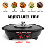 Electric 2 in 1 Hot Pot BBQ Oven Smokeless Barbecue Pan Grill Hotpot Machine