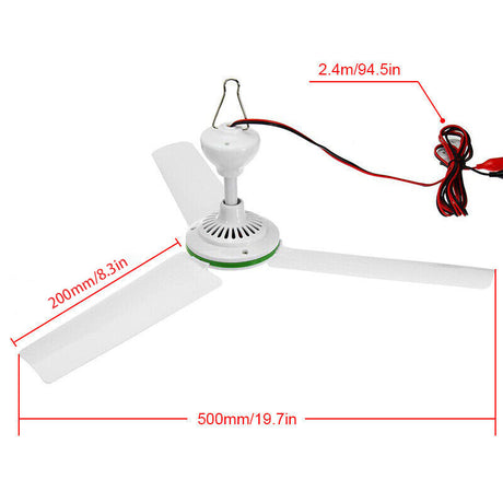 12V Ceiling Fan Portable Solar Power 3 Blade 0.7AMP Caravan Camping Outdoor, image 7