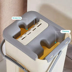 Mop Bucket Wet Dry Rinse Wash 360 Rotating Squeeze Flat Floor Cleaner with Pads
