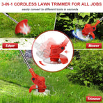 Whipper Snipper Mower Cordless Grass Trimmer Lawn Cutter Battery Brushcutter