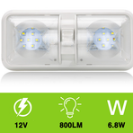 12V RV Interior LED Ceiling Light Boat Camper Caravan Trailer Double Dome Light
