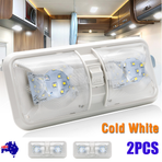 2pcs 12V RV Interior LED Ceiling Light Boat Camper Caravan Trailer Double Dome Light