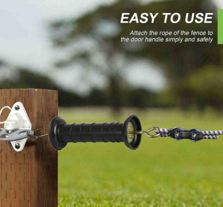 10x Electric Fence Gate Handle Compact Insulated Spring Handles with Hook Black, image 3