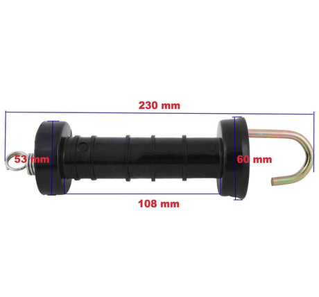 10x Electric Fence Gate Handle Compact Insulated Spring Handles with Hook Black, image 7