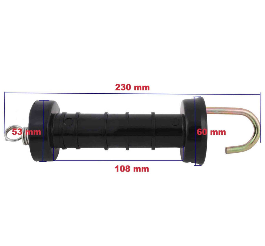10x Electric Fence Gate Handle Compact Insulated Spring Handles with Hook Black
