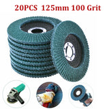 20PCS 5 125MM Angle Grinder Flap Sanding Disc 100 Grit Grinding Wheel