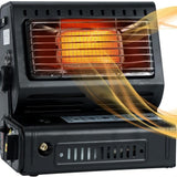 Portable Butane Gas Heater Camping Camp Tent Outdoor Hiking Camper Survival Black - Front View