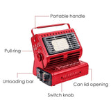 Portable Butane Gas Heater Camping Camp Tent Outdoor Hiking Camper Survival Red - Rear View