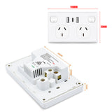 5PCS Double Power Point Dual USB+Type-C GPO Fast Charge 3.6 amp Wall Outlet - Front View