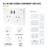 5PCS Double Power Point Dual USB+Type-C GPO Fast Charge 3.6 amp Wall Outlet - Side View