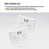 5PCS Double Power Point Dual USB+Type-C GPO Fast Charge 3.6 amp Wall Outlet - 45-Degree Angle
