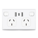 5PCS Double Power Point Dual USB+Type-C GPO Fast Charge 3.6 amp Wall Outlet