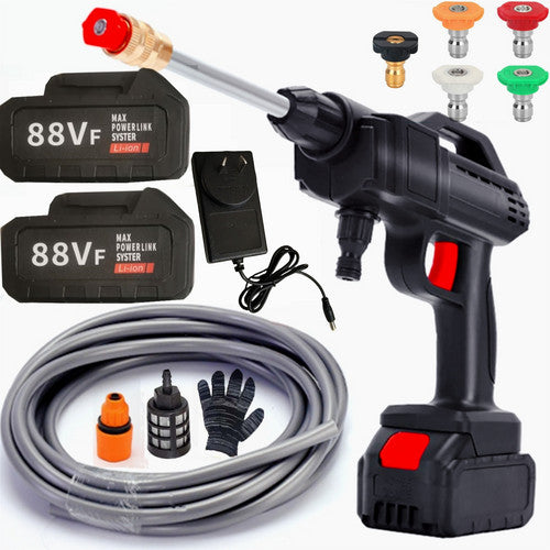 Electric Car Pressure Washer Cordless Spray Gun W/ 2 Battery Water Cleaner Tool