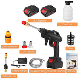 Electric Car Pressure Washer Cordless Spray Gun W/ 2 Battery Water Cleaner Tool - Top-Down View