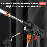 88V Cordless Electric High Pressure Washer Water Spray Gun Car Cleaner 2 Battery - Side View