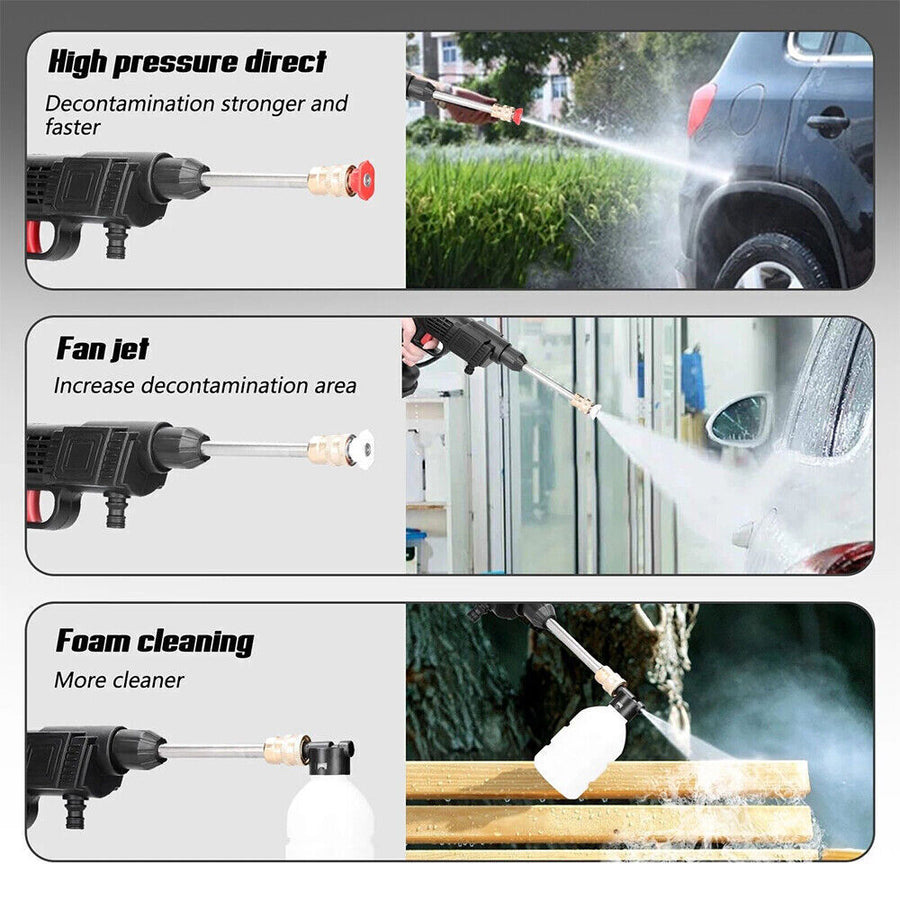 88V Cordless Electric High Pressure Washer Water Spray Gun Car Cleaner 2 Battery