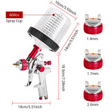 Air HVLP Spray Gun Paint Gun 600CC Gravity Feed Cup 1.4mm 1.7mm 2mm Tip AU Stock - Front View