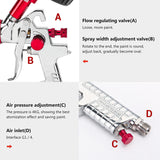 Air HVLP Spray Gun Paint Gun 600CC Gravity Feed Cup 1.4mm 1.7mm 2mm Tip AU Stock - Side View