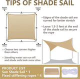 Waterproof Shade Sail Awning Cloth Rectangle Triangle Square Sand Sun Canopy AU - Side View