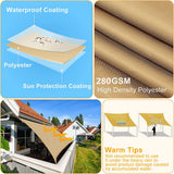 Heavy Duty Waterproof Sun Shade Sail Square Rectangle 320GSM HDPE 98% UV Block - Front View