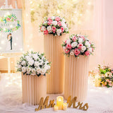 3 PCS Carboard Round Plinth Cylinder Pedestal Wedding Flower Display Stand - Front View