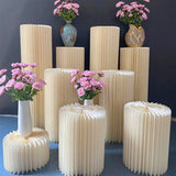 3 PCS Carboard Round Plinth Cylinder Pedestal Wedding Flower Display Stand - Top-Down View