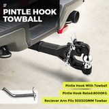 8 Ton Pintle Tow Hook Receiver Arm Hitch Towing Car Truck Heavy Duty Ball Combo - Side View