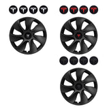 4PCS Wheel Cover Caps 19Inch ABS Black Rim Hubcap Hub Cap For Tesla Model Y - Front View