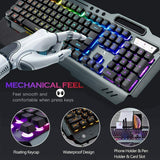 104 Keys Wireless Gaming Keyboard Mouse Set+Mouse Pad, RGB LED Backlit PC/Laptop Black-Rainbow - Top-Down View