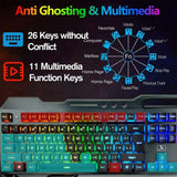 104 Keys Wireless Gaming Keyboard Mouse Set+Mouse Pad, RGB LED Backlit PC/Laptop Black-RGB - Side View